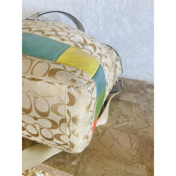 Vtg coach Large diaper bag canvas multicolored mosaic tote shoulder bag - Picture 6 of 10